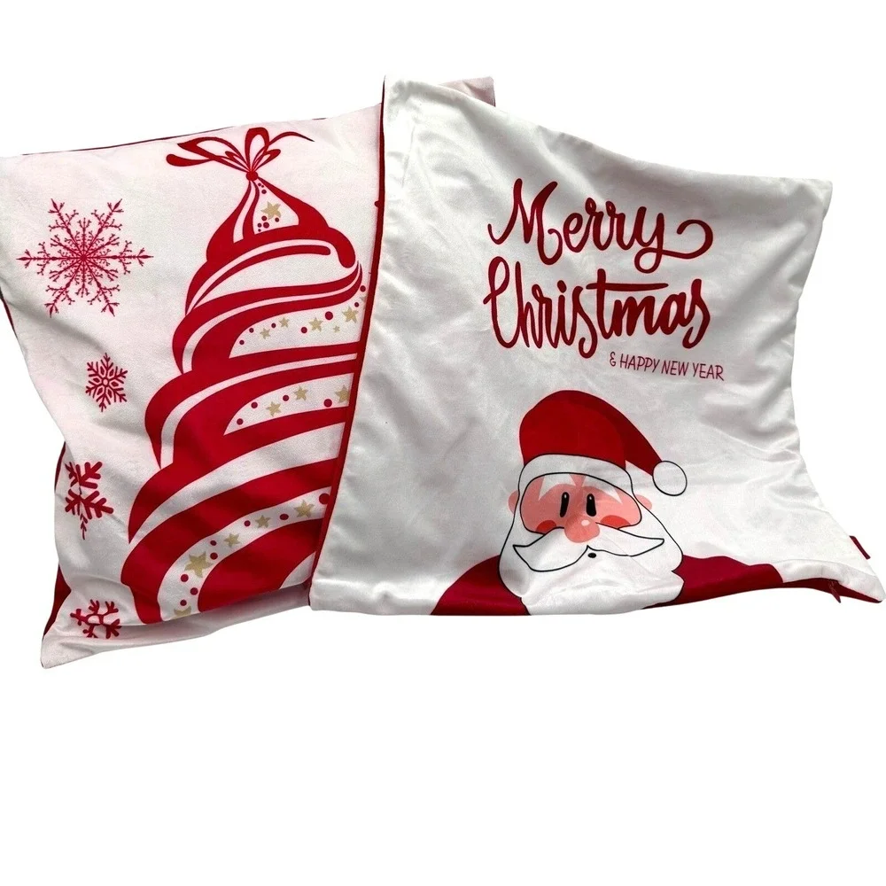 HPUK Christmas Tree Santa Merry Christmas Happy New Year‎ Pillow Cover Case Set